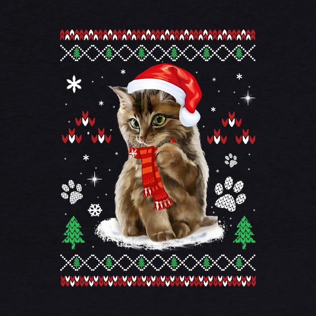 Ugly Christmas Sweater Cat Shirt Gift by TeeJocular